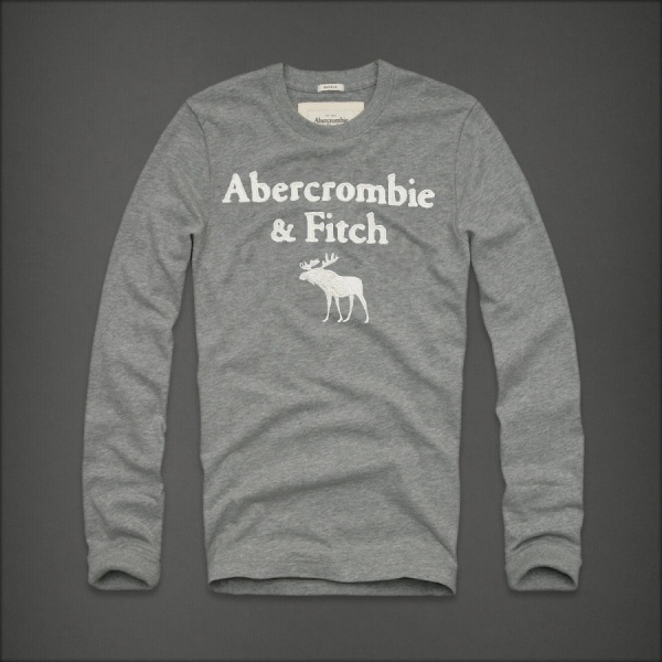 Abercrombie Fitch Hombres De Cuello Redondo Largo Remera AF5889